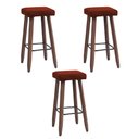 Ver imagem 1 de Kit 3 Banquetas Altas Quadradas Pés Madeira Modelo Paris:telha