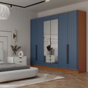 Ver imagem 3 de Guarda-Roupa Lorient 6 Portas 4 Gavetas com Espelho Freijó/Azul - Panorama Móveis