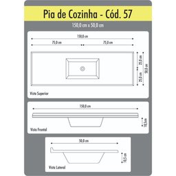 Tampo Para Pia De Cozinha Rorato 1,50X0,50 Granitada - 2