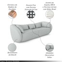 Ver imagem 3 de Sofá Bipartido Sala de Estar Diamond 212cm com Almofadas Soltas Bouclê Cinza G52 - Gran Belo