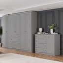 Ver imagem 1 de Quarto Casal Guarda Roupa e Cômoda Amy 6 Portas 8 Gavetas MDF-MDP Cinza Casa 812