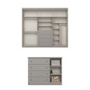 Ver imagem 4 de Quarto Casal Guarda Roupa e Cômoda Amy 6 Portas 8 Gavetas MDF-MDP Cinza Casa 812
