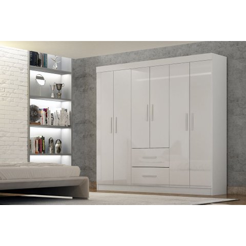 Roupeiro Cali 6 Portas 2 Gavetas CHF Branco