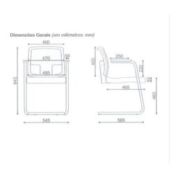 Cadeira Fixa Aproximação em S Executiva Brizza Tela com Braço Preta - 3