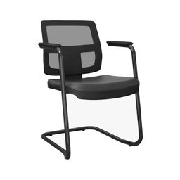 Cadeira Fixa Aproximação em S Executiva Brizza Tela com Braço Preta - 1