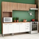 Ver imagem 2 de Cozinha Completa Larissa 2,40m Armário Paneleiro Nicho Microondas Mdp Carvalho Branco - Clicklar