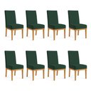 Ver imagem 1 de Kit 8 Cadeiras de Jantar Brisa Suede Base de Madeira - Pallazio Cor Verde