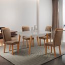 Ver imagem 1 de Mesa de Jantar Copper 120cm Tampo MDF Vidro Canto Copo com 4 Cadeiras Aline
