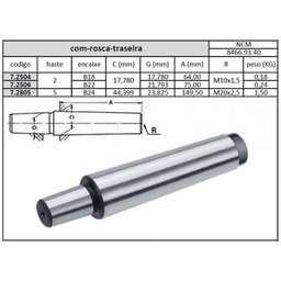 Haste Para Mandril Cone Morse 2 X B18 Rosca M10 - Jg Tools - 2