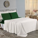 Ver imagem 1 de Jogo de Cama Casal Viúva Nobre 4 Peças Malha 100% Algodão - Palha / Verde-bandeira