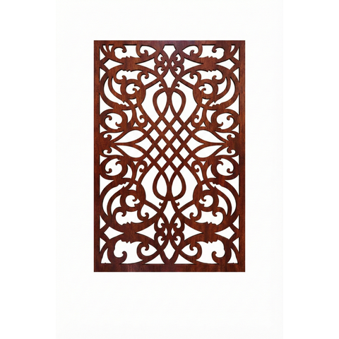 Painel Divisor Cobogó Mdf 3mm Mogno - Modelo M0001 - Kit Decorativo Vazado Modular para Sala, Quarto