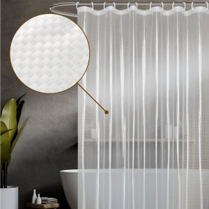 1 Cortina Box Banheiro 3d Antimofo Ganchos 180x180 Pev M01
