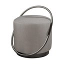 Ver imagem 1 de Puff Redondo Lunar em Linho e Base Metal Preto Linho Cinza