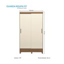 Ver imagem 2 de Guarda Roupa Roupeiro Solteiro 2 Portas Correr Fit Jequitibá Off White Santos Andirá