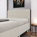 Ver imagem 1 de Cabeceira Estofada para Cama Box Bellatrix 160 para Cama Queen Couro Bege Aradecor