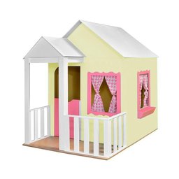 Casinha de Brinquedo com Cercado Amarelo e Rosa - 1