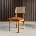 Ver imagem 1 de Cadeira de Jantar Dream em Tela Palha e Tecido Bouclé Mdf Cor:freijó com Cesare Terracota