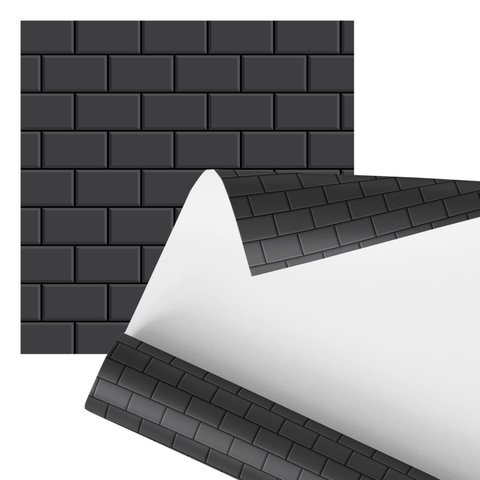 Papel de Parede Adesivo Tijolo Preto Minimalista 2,80m