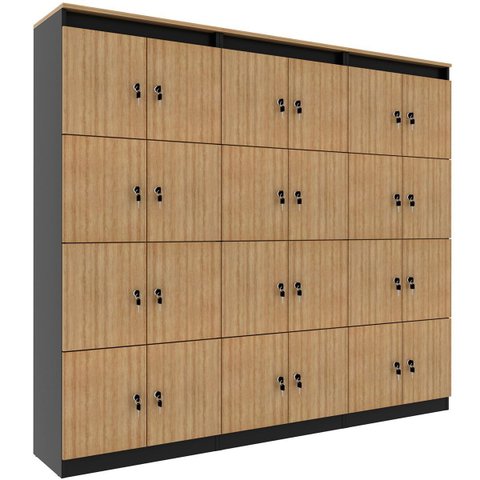 Kit 3 Armários Locker Guarda Volumes 8 Portas com Chave Amêndoa/Preto