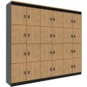 Ver imagem 1 de Kit 3 Armários Locker Guarda Volumes 8 Portas com Chave Amêndoa/Preto