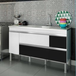 Balcão de Cozinha 2 Portas 143,5cm Prisma Mgm Móveis (Balcão Não Acompanha Tampo e Pia) - 1 Balcão de Cozinha 2 Portas 143,5cm Prisma Mgm Móveis (Balcão Não Acompanha Tampo e Pia) - 1