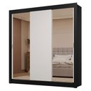 Ver imagem 3 de Guarda-roupa Casal 3 Portas de Correr com Espelhos 2 Gavetas Preto/branco Sublime Madesa