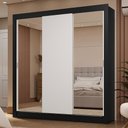 Ver imagem 1 de Guarda-roupa Casal 3 Portas de Correr com Espelhos 2 Gavetas Preto/branco Sublime Madesa