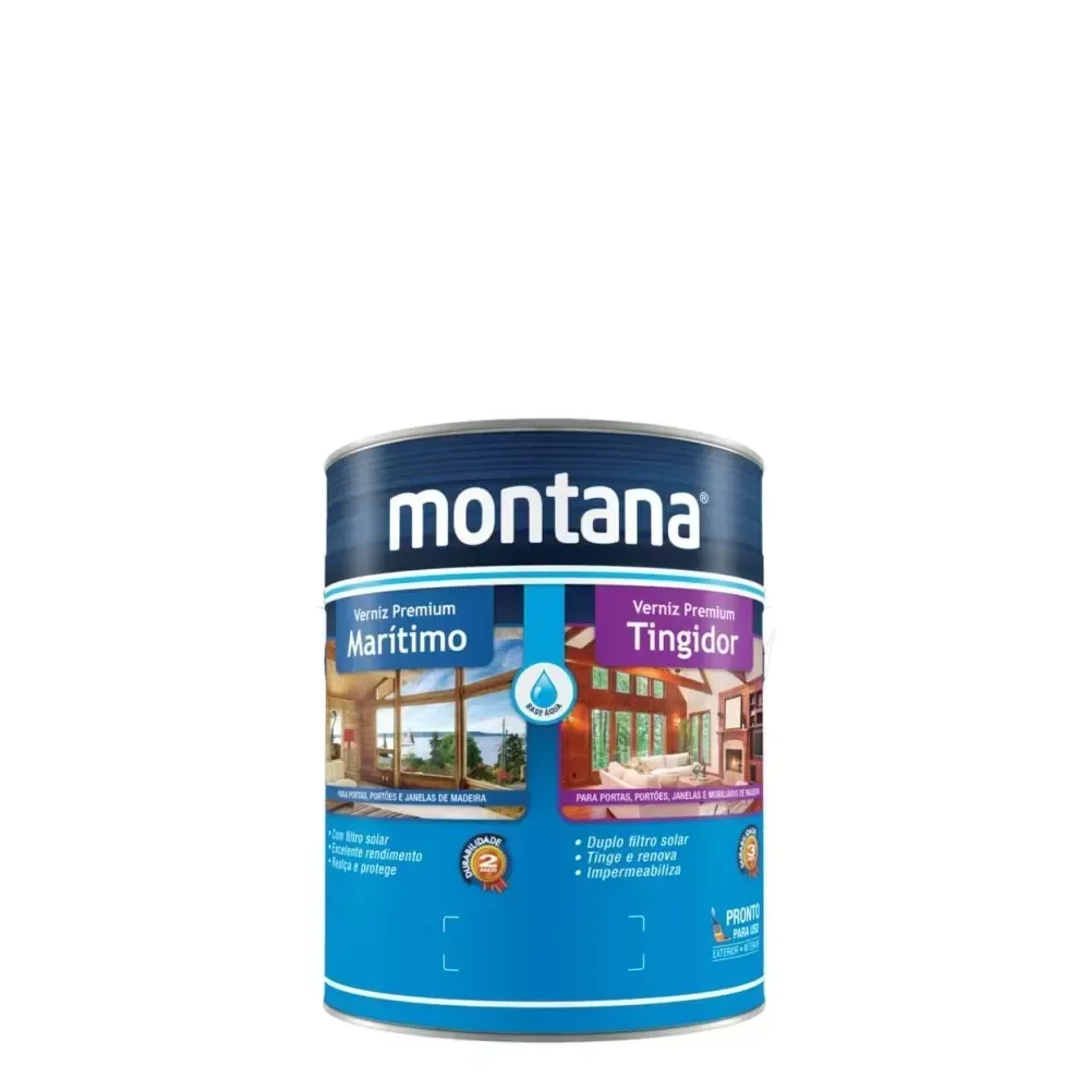 Verniz Marítimo Base Água Brilhante Natural 900ml - Montana