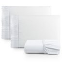 Ver imagem 1 de Jogo de Lençol Cama Casal Padrão 3 Peças 100% Algodão Percal 180 fios Com Leze:Branco