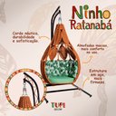 Ver imagem 3 de Ninho em Aço e Corda Náutica Terracota Ratanabá com Suporte e Almofada Estampa Folha Verde