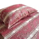 Ver imagem 4 de Kit Colcha Cobre Leito Solteiro Jacquard com Porta Travesseiro - Bege Vermelho Escuro