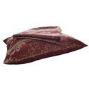 Ver imagem 2 de Kit Colcha Cobre Leito Solteiro Jacquard com Porta Travesseiro - Bege Vermelho Escuro