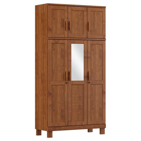 Guarda Roupa 6 Portas com Espelho Cobre Imbuia - Fn