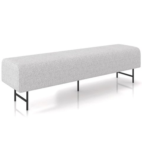 Puff Recamier Decorativo com Pés Industrial 195cm Novara P05 Linho Cinza Claro