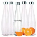 Ver imagem 1 de Jogo 5 Garrafas Vidro Acqua Transparente 1 Litro Tampa com Rosca Aço Inox - Tuut