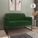Ver imagem 2 de Poltrona Namoradeira Decorativa Isabella Base Industrial Suede Verde/Preto Gran Belo