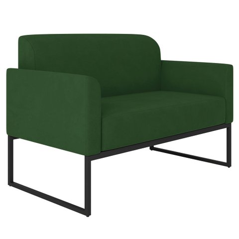 Poltrona Namoradeira Decorativa Isabella Base Industrial Suede Verde/Preto Gran Belo