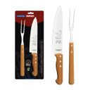 Ver imagem 1 de Jogo Trinchante Churrasco Tramontina Aço Inox e Cabos de Madeira Natural 2 Peças