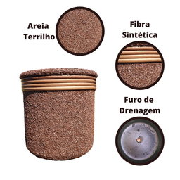Kit Vaso de Barro Areia Terrilho 16cm Bege - 6
