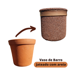 Kit Vaso de Barro Areia Terrilho 16cm Bege - 5