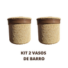 Kit Vaso de Barro Areia Terrilho 16cm Bege - 3