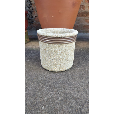 Kit Vaso de Barro Areia Terrilho 16cm Bege