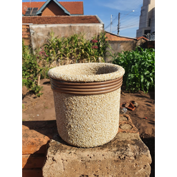 Kit Vaso de Barro Areia Terrilho 16cm Bege - 4
