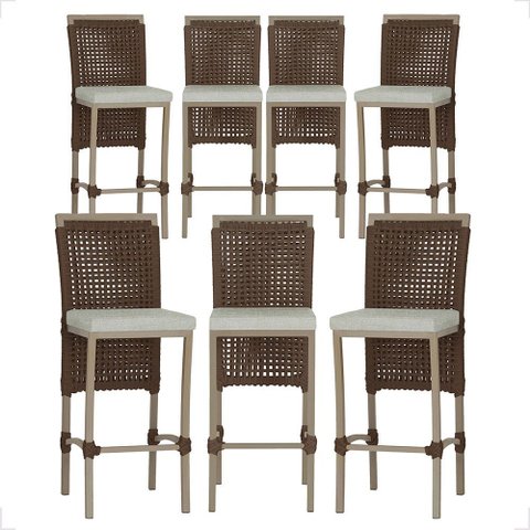 7 Banqueta em Alumínio Roma Fendi Corda Náutica Tecido 3