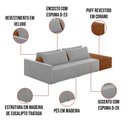 Ver imagem 5 de Sofá Ilha 2 Lugares Living 252cm Modulado Lary Veludo K01 Cor Cinza
