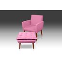 Ver imagem 1 de Kit Poltrona Nina com Puff Opala Suede Rosê - Pandora Decor - Casa da Poltrona