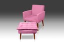 Ver imagem 1 de Kit Poltrona Nina com Puff Opala Suede Rosê - Pandora Decor - Casa da Poltrona