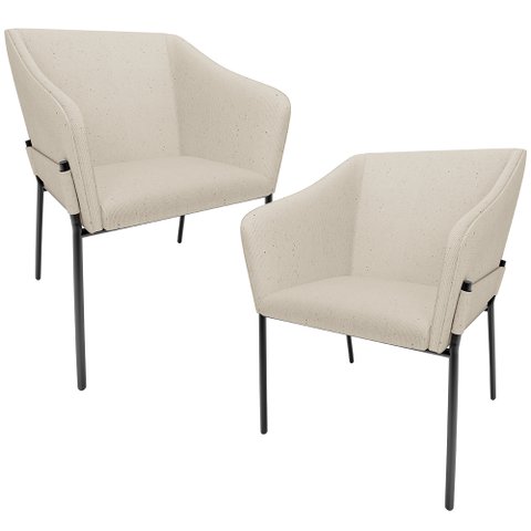 Kit 2 Cadeiras para Sala de Jantar Estar Living Olívia L02 Linho Bege - Lyam Decor