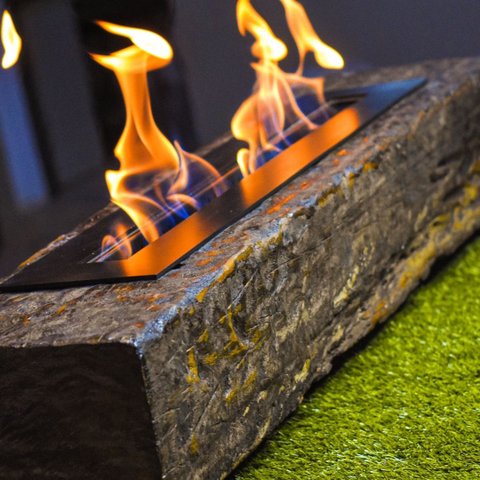 Lareira Ecológica no Dormente com Manta Cerâmica e rodinhas 70X25cm- Bromo Master