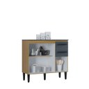 Ver imagem 2 de Balcão 3 Portas e 2 Gavetas Cozinha Armário Compacto 90cm Isadora - Damasco/Cinza